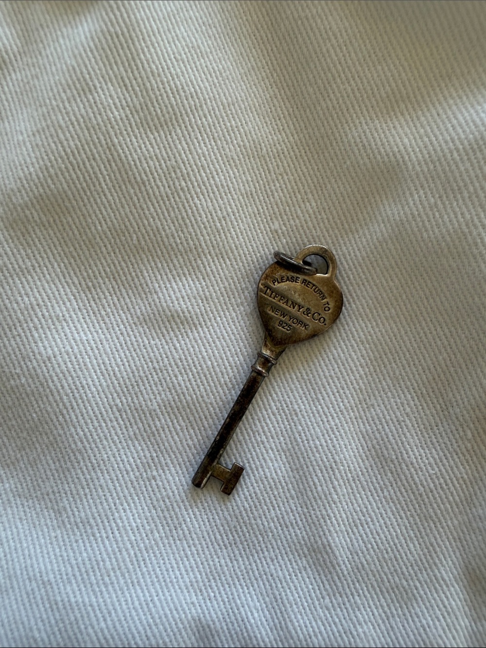Tiffany & Co. Heart Key Charm in Aged Silver Tone